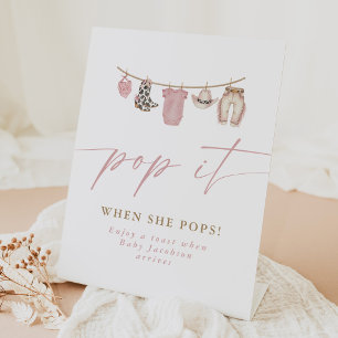 Pop When She Pops Baby Shower Champagne Favour Pedestal Sign