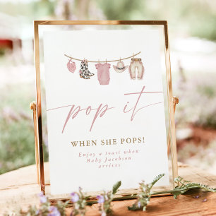 Pop When She Pops Baby Shower Champagne Favour Sig Poster