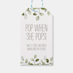 Pop when she Pops Wine Favour Tag for Baby Shower
