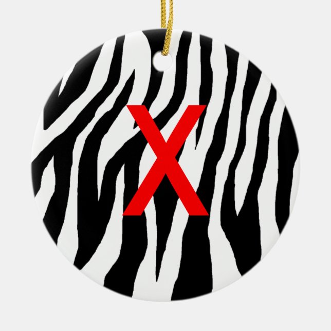 Pop Zebra Ceramic Tree Decoration (Front)