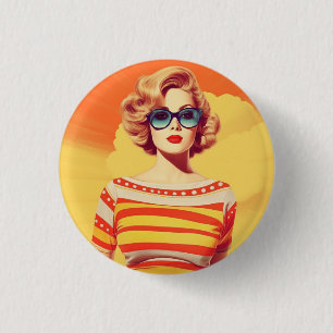 Popart design, Retro inspired 3 Cm Round Badge
