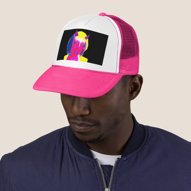 PopArt Devil Self Portrait Trucker Hat (In Situ)