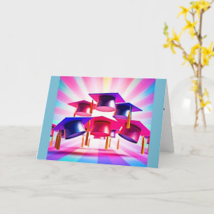PopArt Graduation Hats Folded Greeting Card