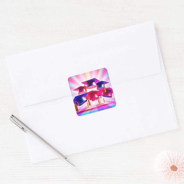 PopArt Graduation Hats Sticker (Envelope)