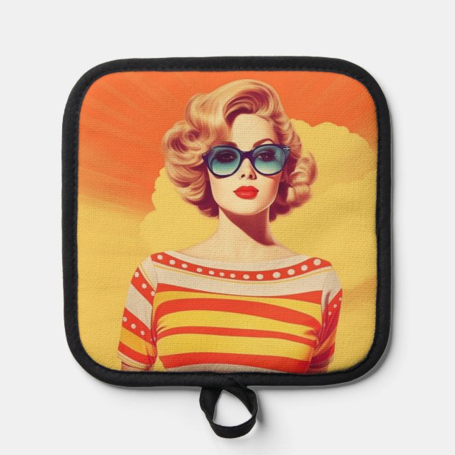 Popart kitchen accessory, Retro inspired Pot Holder (Front)