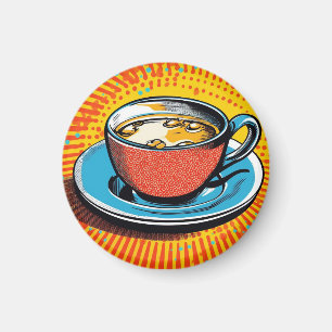 Popart magnet. Cup of tea popart Magnet