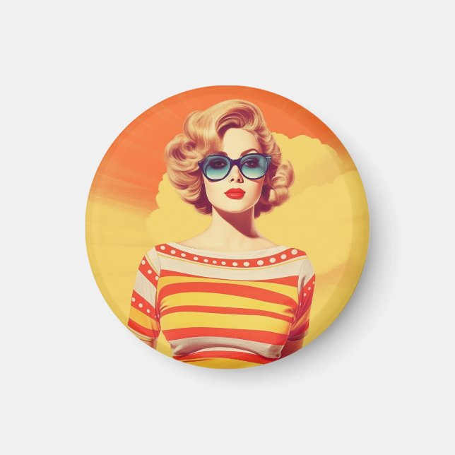 Popart magnet, Retro inspired badge, Magnet (Front)