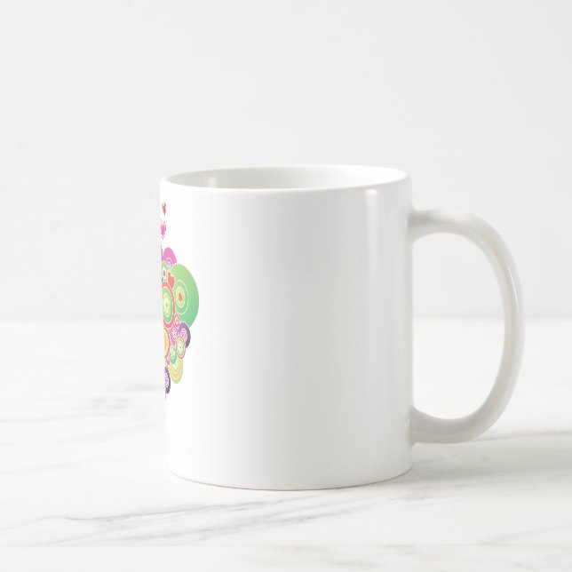 PopArt Pink and Green Hearts Coffee Mug (Right)
