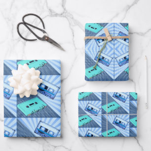 PopArt Polka Dot Cassettes - Blues Wrapping Paper 