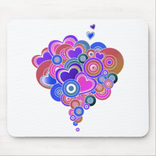 PopArt Purple Hearts Mouse Pad