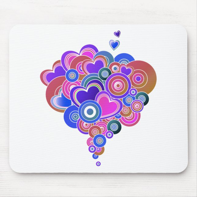 PopArt Purple Hearts Mouse Pad (Front)