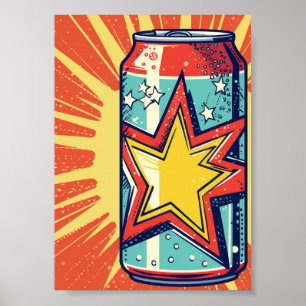 Popart style can of soda, fizzy drink, poster