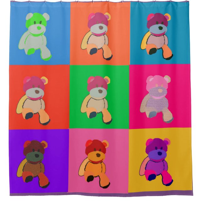 Popart Teddy Andy Shower Curtain (Front)