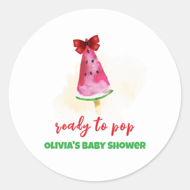 Popcicle Ready To Pop Ice Cream Baby Shower Classic Round Sticker (Front)