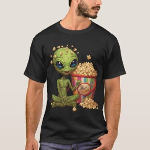 Popcorn Alien – Fun Movie Snack Art T-Shirt