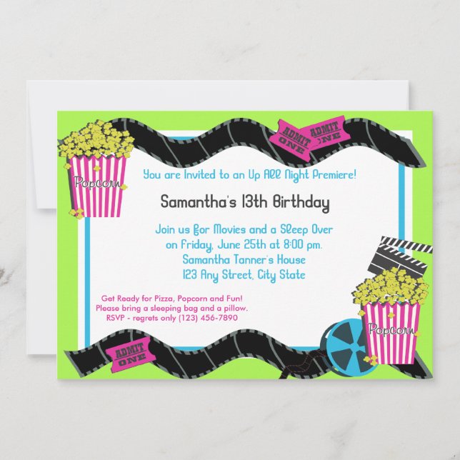 Popcorn and a Movie Invitation (Front)