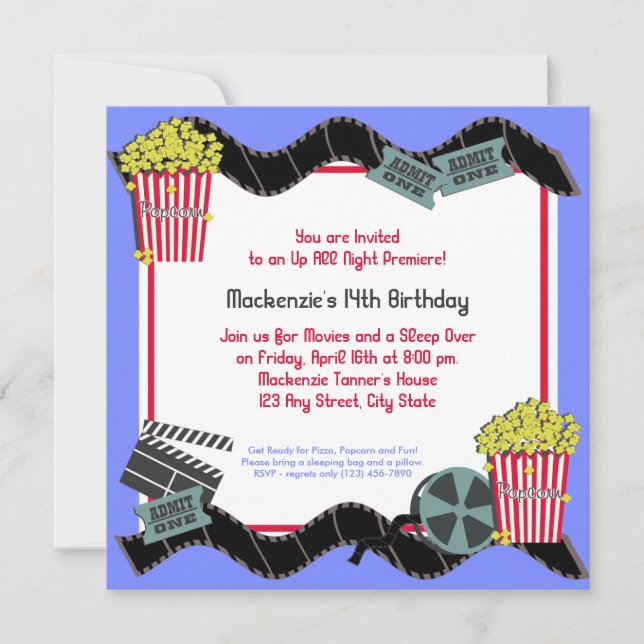Popcorn and a Movie Invitation (Front)