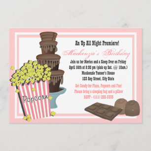 Popcorn and Chocolate Movie Sleepover Invitation