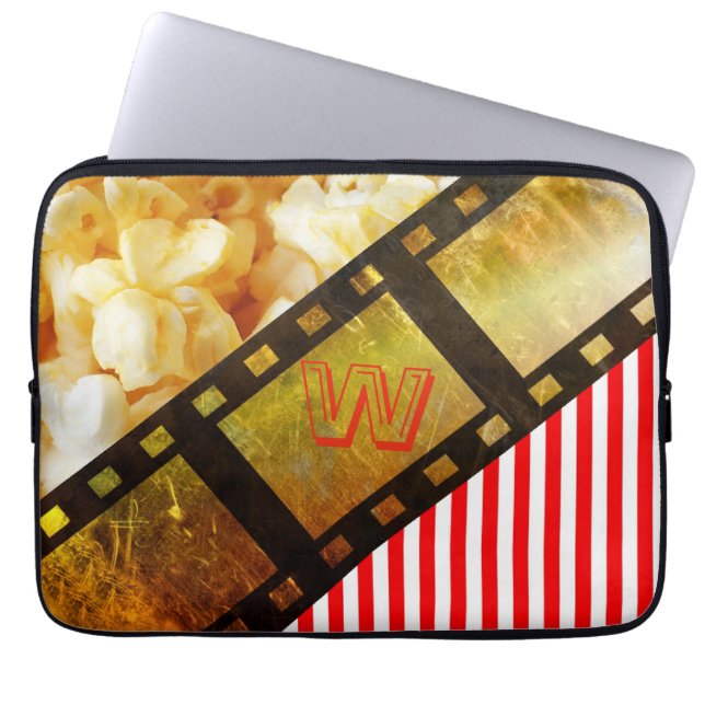Popcorn and movie reel film 13" laptop sleeve (Front)