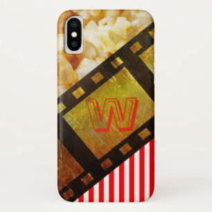 Popcorn and movie reel film red white striped  iPhone x case