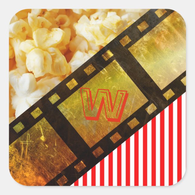 Popcorn and movie reel film sticker (Front)
