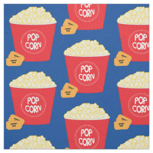Popcorn and Movie Tickets Fabric