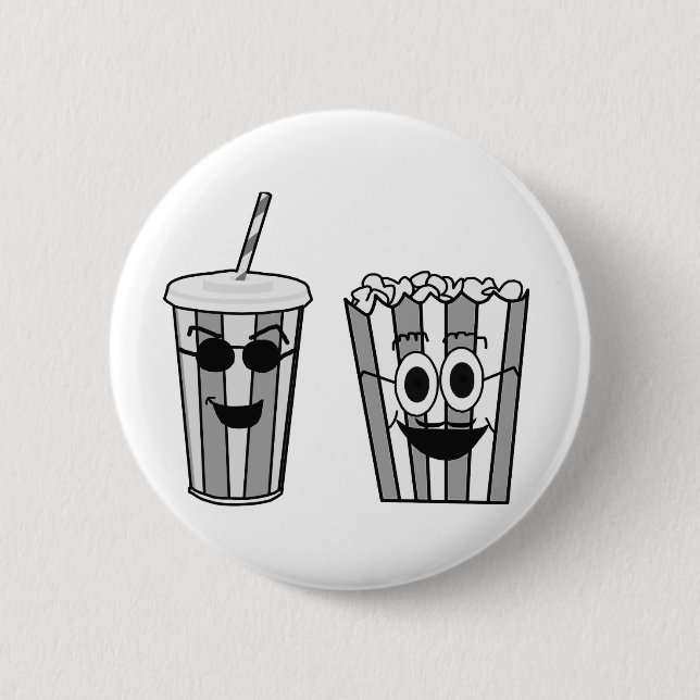 popcorn and soda 6 cm round badge (Front)