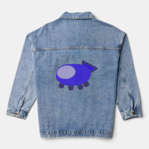 Popcorn Anime Blue Spaceship Denim Jacket