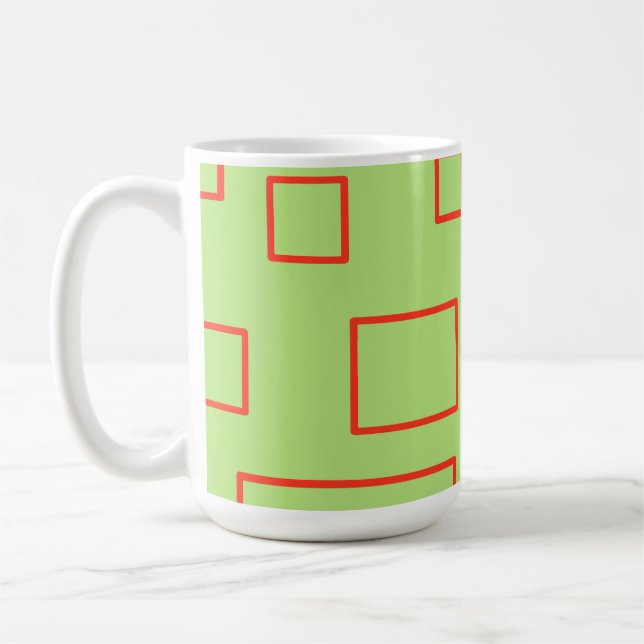 Popcorn Anime Green Red Rectangles  Coffee Mug (Left)