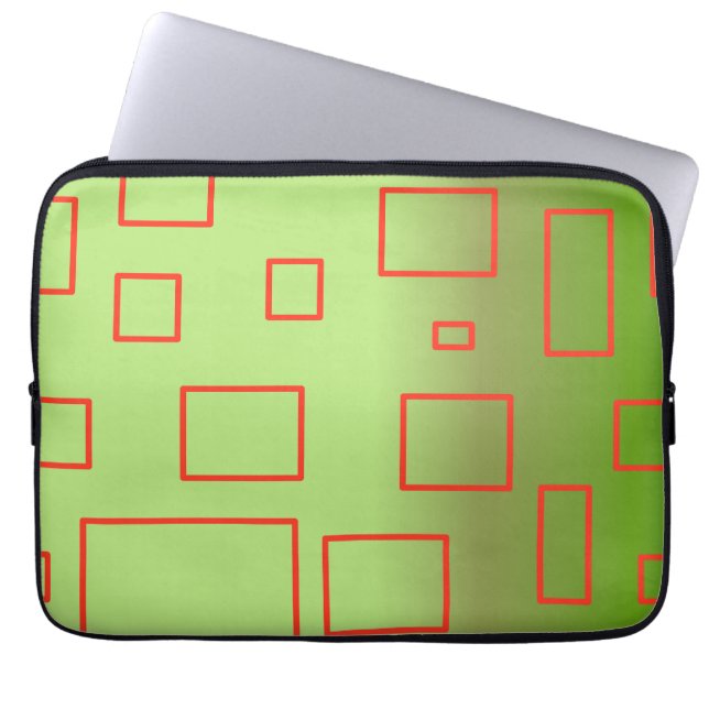 Popcorn Anime Green Red Rectangles  Laptop Sleeve (Front)