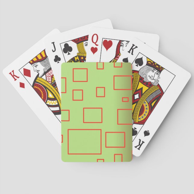 Popcorn Anime Green Red Rectangles Playing Cards (Back)
