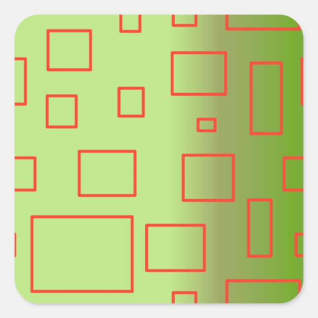 Popcorn Anime Green Red Rectangles  Square Sticker (Front)