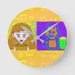 Popcorn Anime One Moment Please Wall Clock