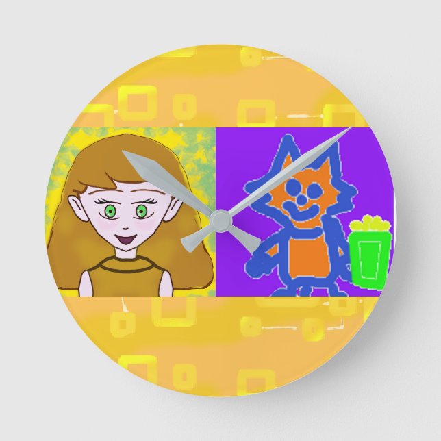 Popcorn Anime One Moment Please Wall Clock (Front)