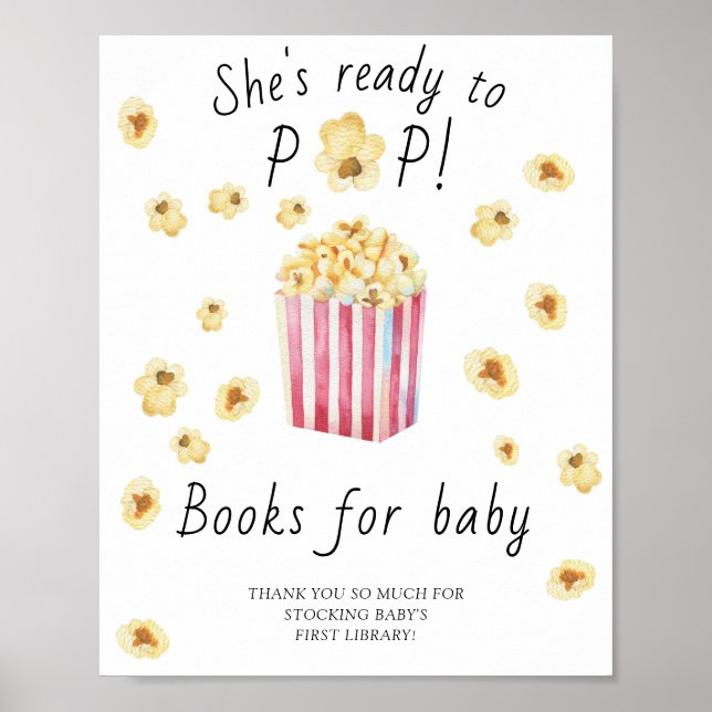 Popcorn baby shower - books for baby poster (Front)