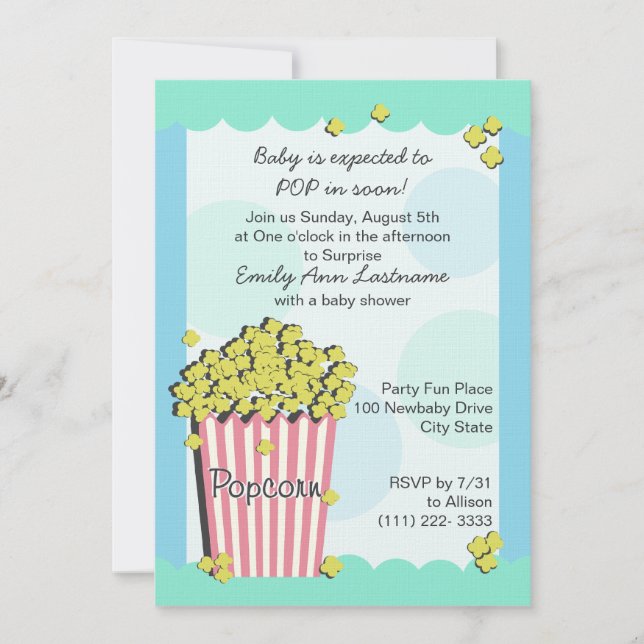 Popcorn Baby Shower Invitation (Front)