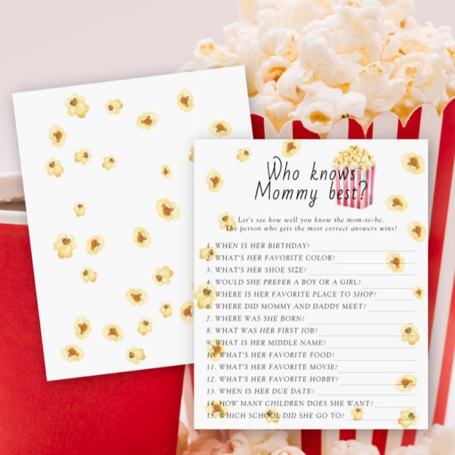 Popcorn baby shower Who knows mummy best game (Creator Uploaded)