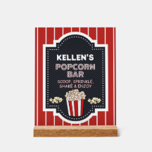 Popcorn Bar - Acrylic Table Sign for Party
