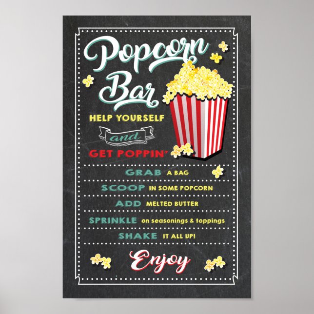 Popcorn Bar Menu Party Sign (Front)