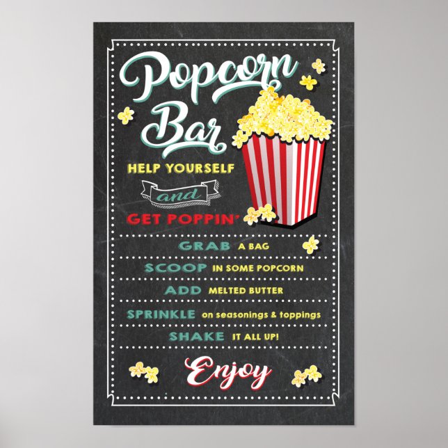 Popcorn Bar Menu Party Sign (Front)