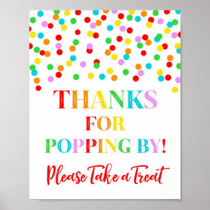 Popcorn Bar Sign Rainbow Confetti