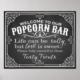 Popcorn Bar wedding sign elegant chalkboard