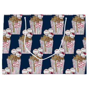 Popcorn BB Cookie Bouquet-Blue Baseball-GIFT BAG,L Large Gift Bag