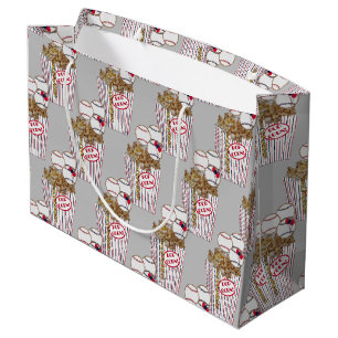 Popcorn BB Cookie Bouquet-Grey Baseball-GIFT BAG,L Large Gift Bag