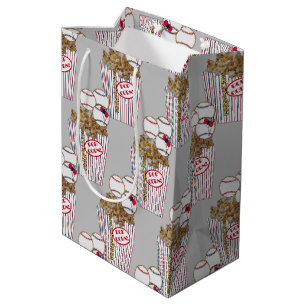 Popcorn BB Cookie Bouquet-Grey Baseball-GIFT BAG,M Medium Gift Bag