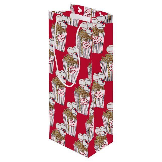 Popcorn BB Cookie Bouquet-Red Baseball-WINE BAG (Back Angled)