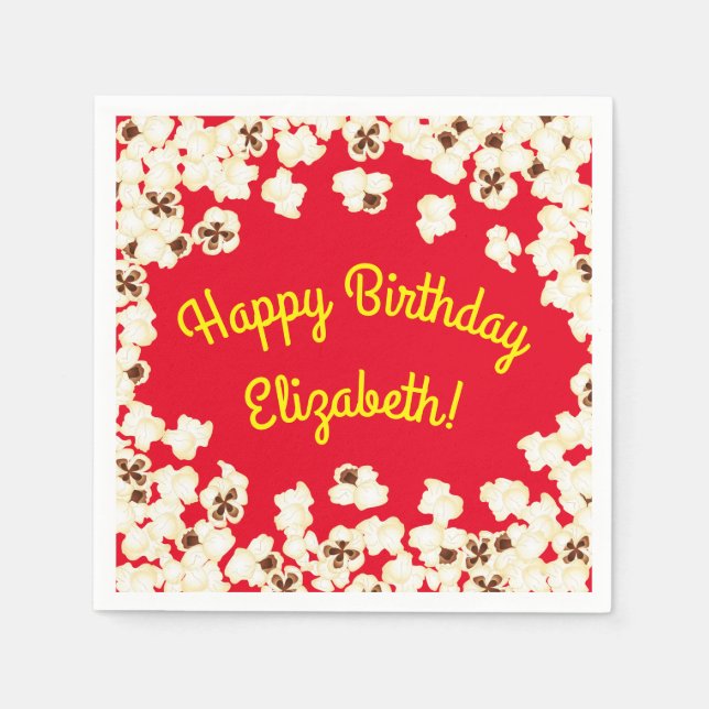 Popcorn Birthday Party Movie Theatre Napkin (Front)