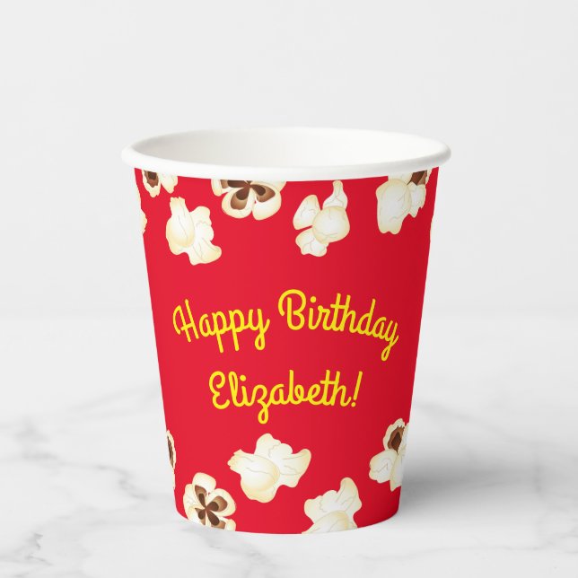 Popcorn Birthday Party Movie Theatre Paper Cups (Front)
