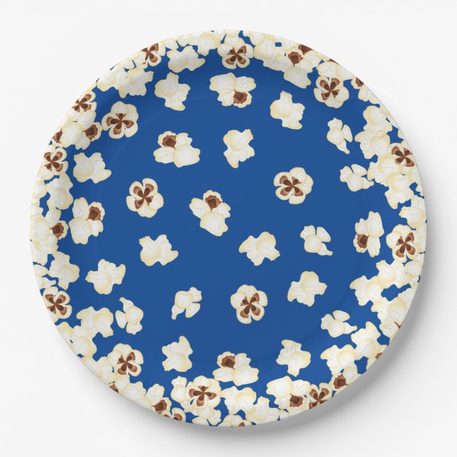 Popcorn Birthday Party Movie Theatre Paper Plate (Front)