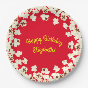 Popcorn Birthday Party Movie Theatre Paper Plate